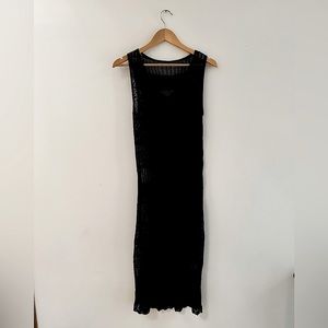 Crochet sheer black dress beach cover women’s size S